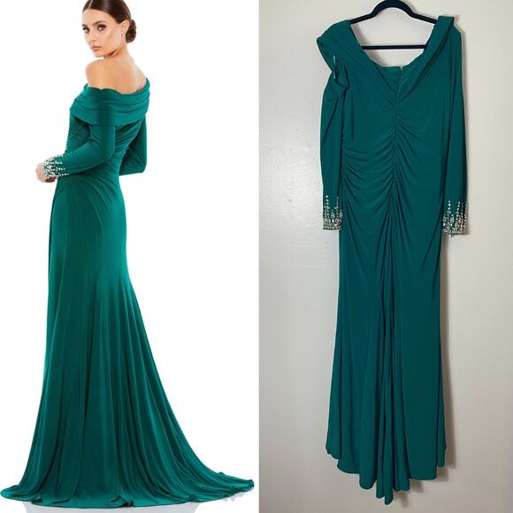 MAC DUGGAL DRESS GOWN 16 GREEN MOTHER OF BRIDE BRIDESMAID HOLIDAYS FORMAL - Picture 2 of 16